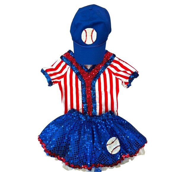 Toddler Girl Dansco U.S.A. Sequin Baseball Dance Outfit, size 3T - Picture 2 of 16